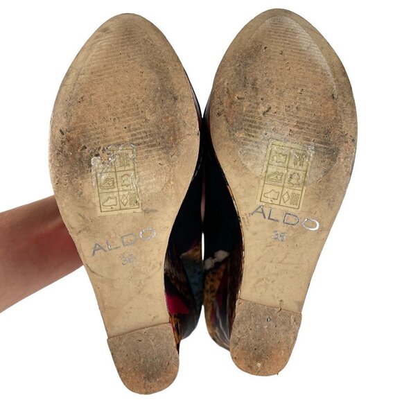 Aldo Torregrosa Peep Toe Platform Satin Wedge Women's Size 36 - Picture 6 of 11